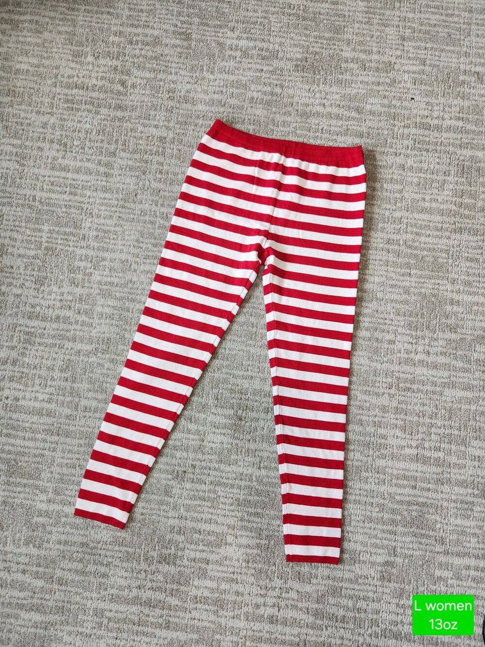 United Sweaters Red White Stripe Holiday Leggings Christmas Elf Mrs Clause Sz L - Picture 6 of 9